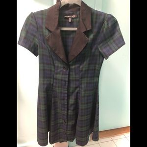 Dolls Kill blue/green tartan dress XS